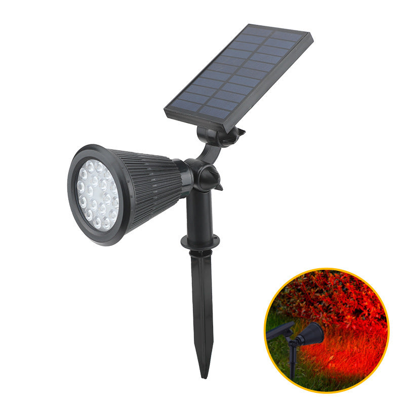 Solar landscape spotlight with red accent beam