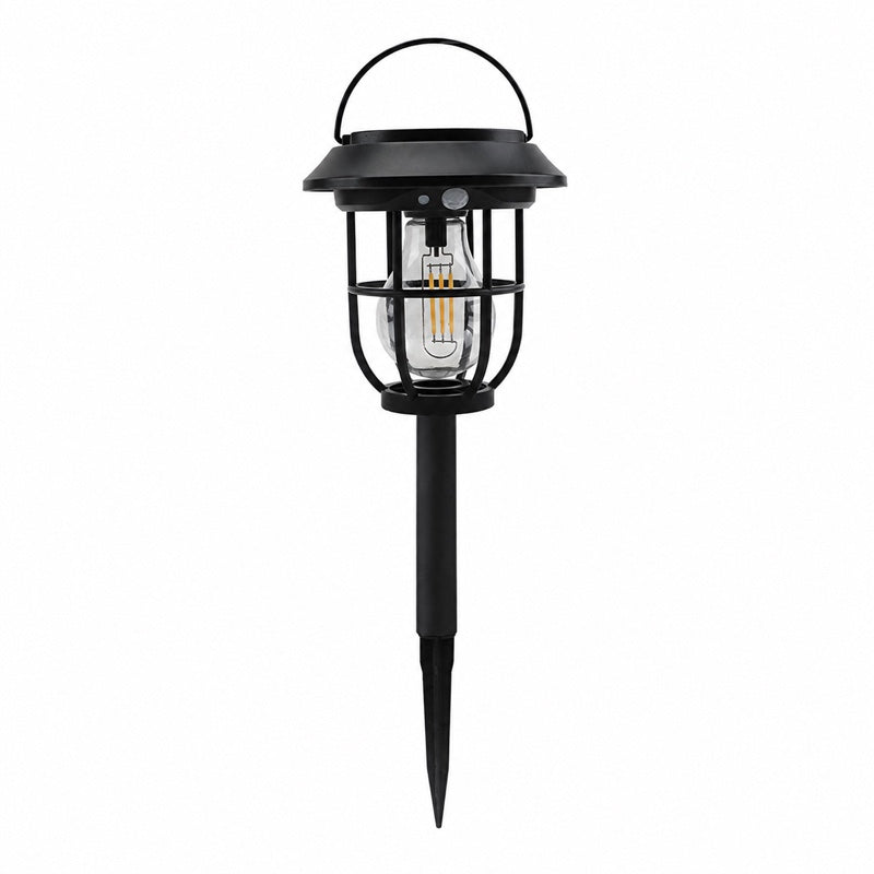 Convertible solar lantern ground stake on white background