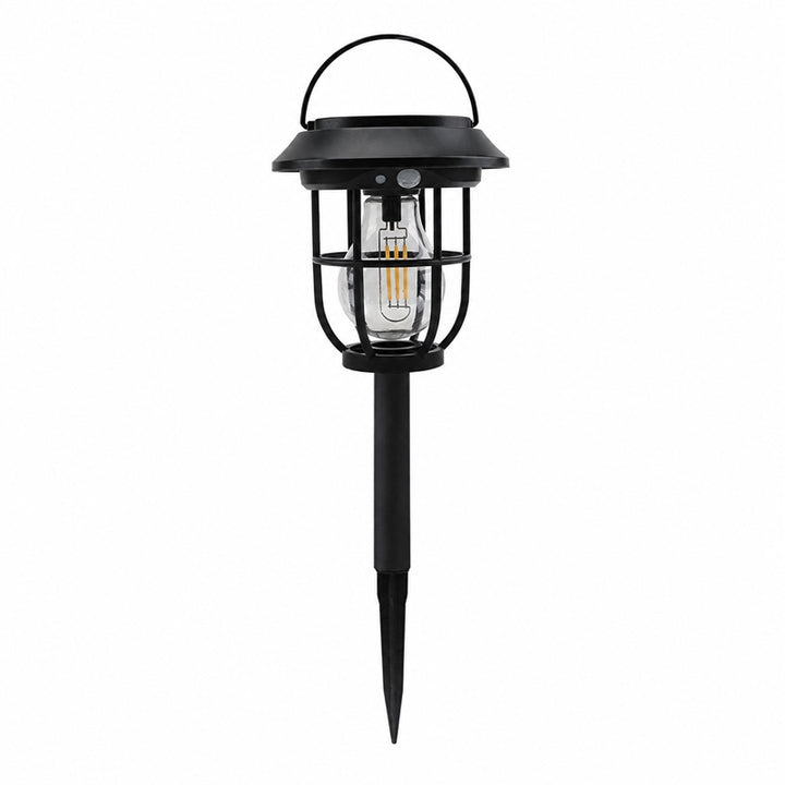 Convertible solar lantern ground stake on white background